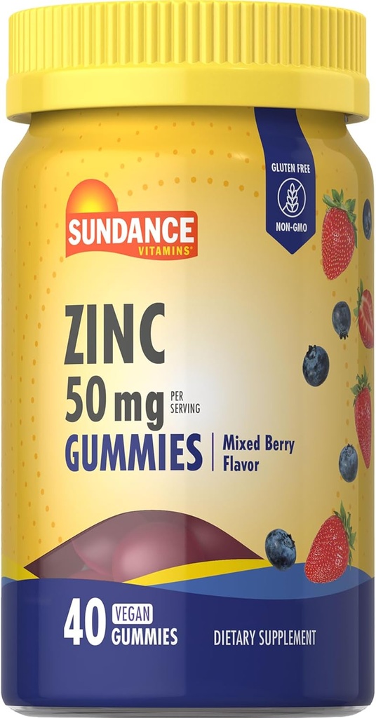 Sundance Zinc Gummies for Adults | 50mg | Mixed Berry Flavor | Vegan, Non-GMO and Gluten Free Supplement 2