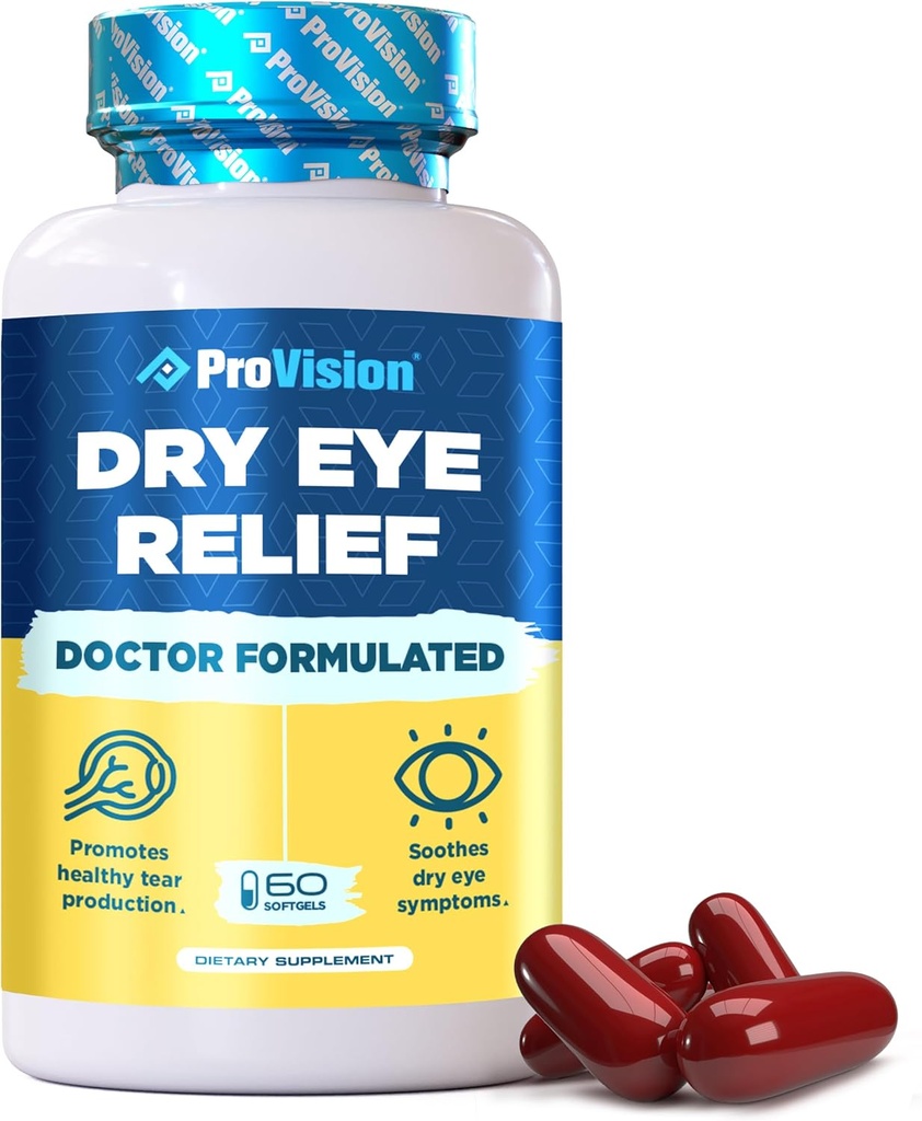 Omega 3 Dry Eye Supplements by ProVision - Eye Vitamins for dry Eyes with Omega 3 Supplement - Dry Eye vitamins Made with Omega 3 Fish Oil for Eye Support - ProVision Dry Eye Relief - 60 Softgels 2