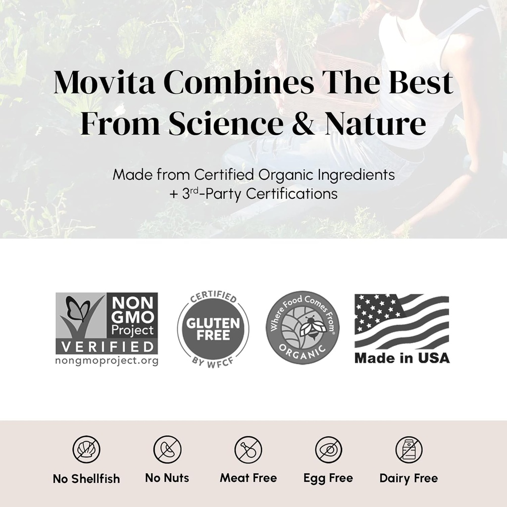 Movita Certified Organic Vitamin D3 2500IU – Supports Energy, Immune Health & Bone Strength – Fermented Whole Foods, Organic, Vegan, Gluten-Free, Non-GMO – 30-Day Supply (Glass Bottle) 6