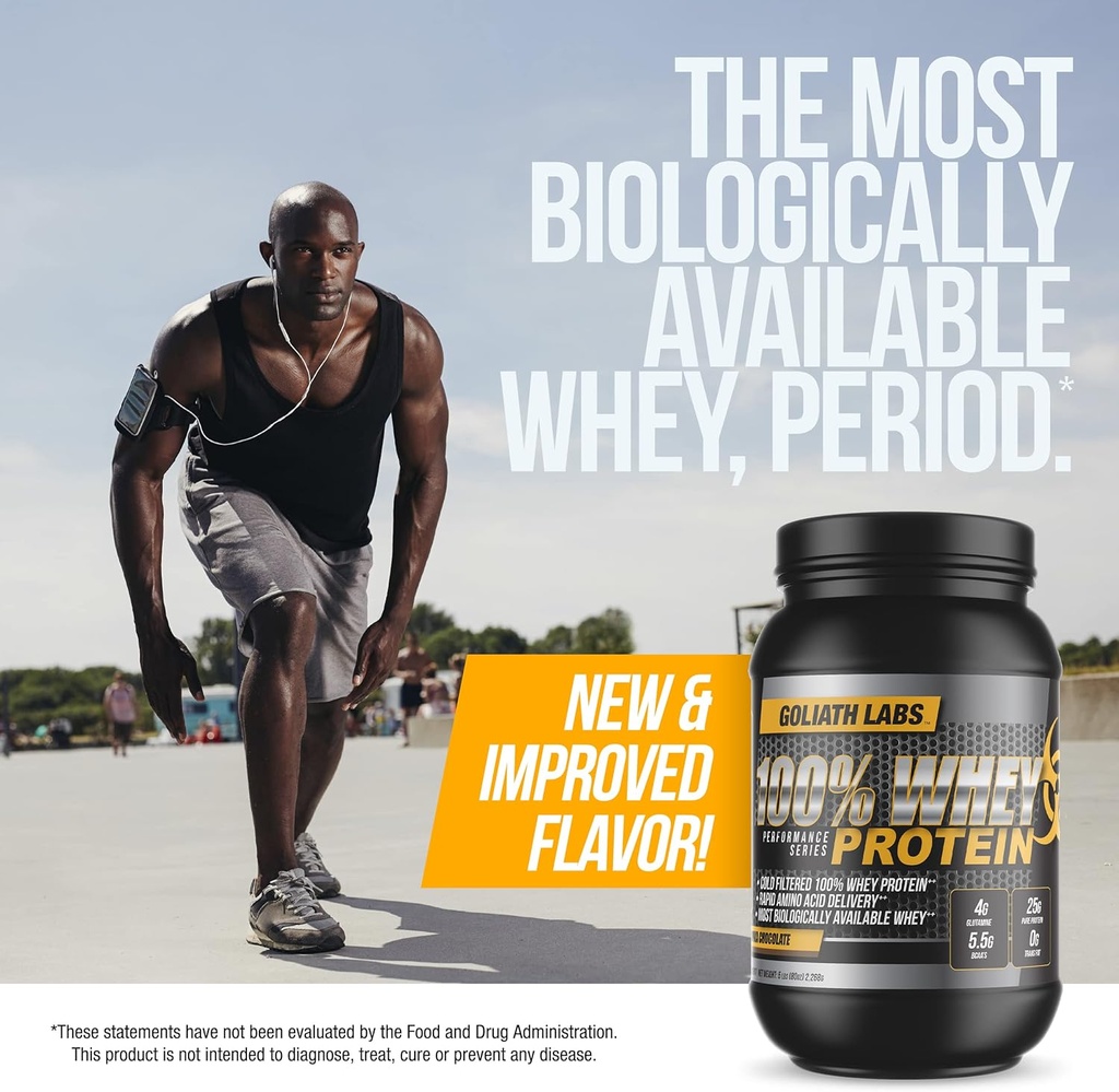 Goliath Labs 100% Whey Protein Powder Isolate/Blend | Fast-Absorbing Workout Supplements | 25g of Pure Protein and 5.5g of BCAAs in Each Serv | Vanilla, 5 lbs, 68 Servings | Package May Vary 6