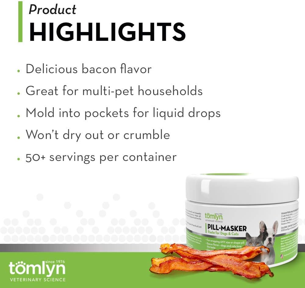 TOMLYN Pill-Masker Original Bacon-Flavored Paste for Dogs & Cats, 4oz 4