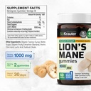 BIO KRAUTER Lions Mane Gummies for Adults - 1000 mg Strength - 60 Vegan Mushroom Supplement Chews - Lions Mane Supplement for Brain - Gelatine-Free 4