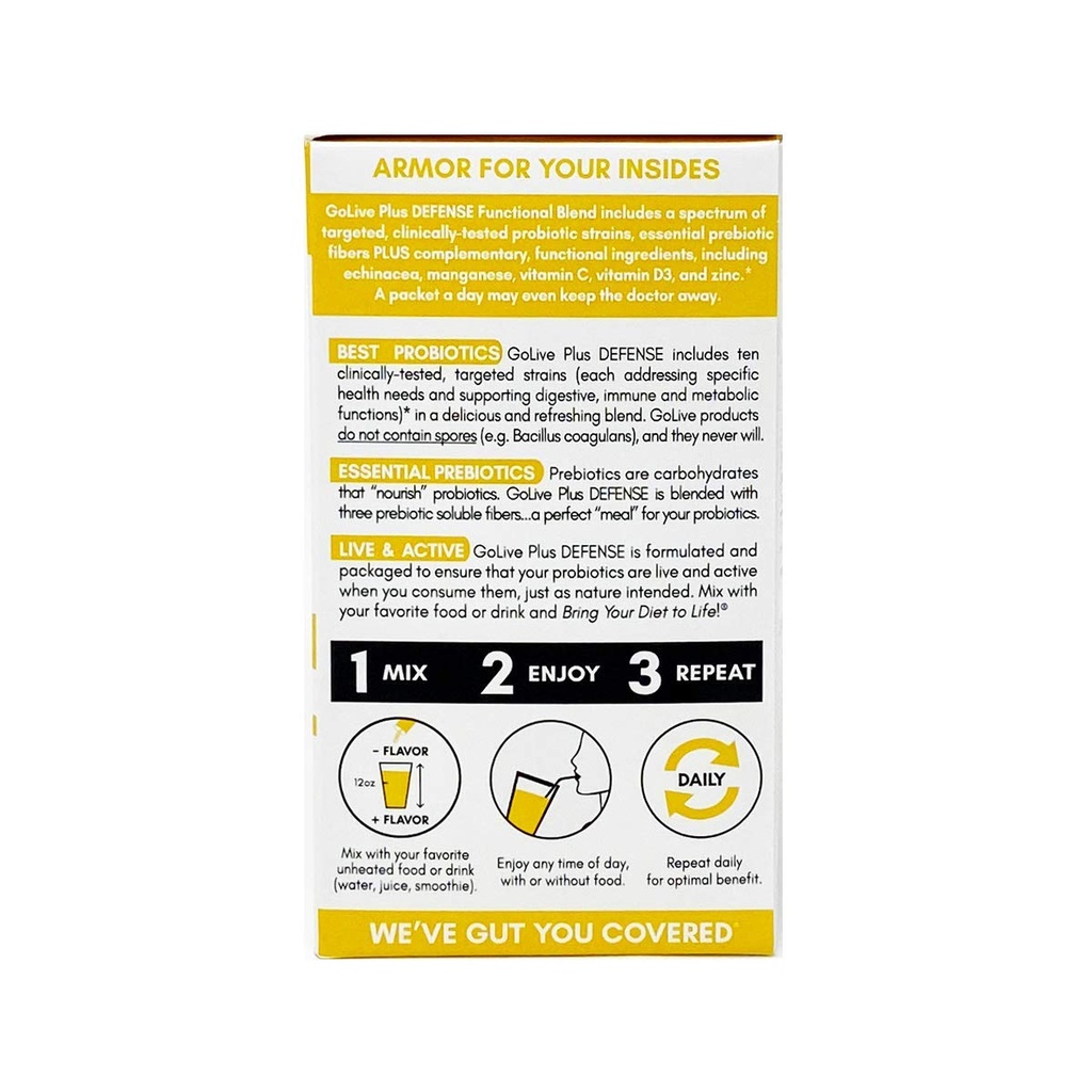 GoLive Immune Defense – Sugar-Free Synbiotic Powder with Prebiotics & Probiotics – 25 Billion CFUs, 10 Clinical Strains – Supports Digestion, Metabolism & Immunity – 10 Servings 5