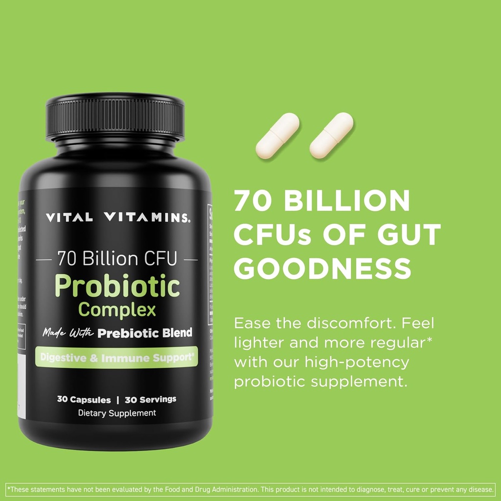 Vital Vitamins Resveratrol Capsules + Probiotic Complex 4
