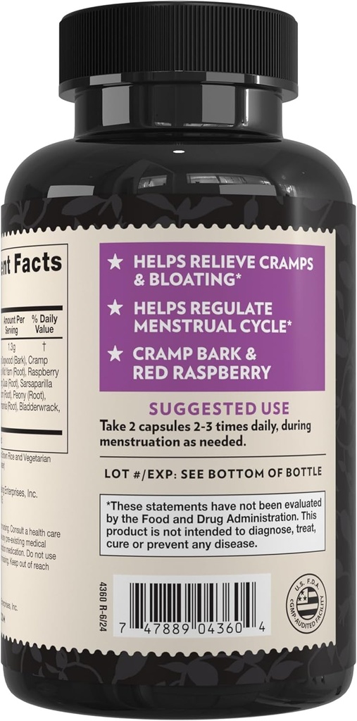 Crystal Star Women's Best Friend (60 Capsules) - Herbal Menstrual Relief Supplement for Help with Cramps & Bloating – Dong Quai, Cramp Bark, Hawthorne & Red Raspberry – Non-GMO 4