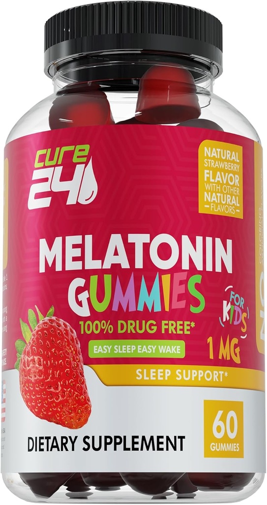 Kids Melatonin Gummy, Effective 1MG Sleep Gummies Supplement for Children 3+, Drug-Free, Natural Fruity Strawberry Flavor, Made in USA 2