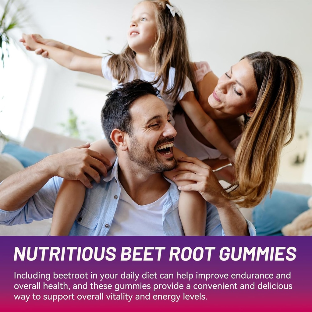 Beet Root Gummies, Beet Root Soft Chews with Beetroot, Grape Seed Extract & Beet Root Powder, Vegan, Non-GMO, 60 Count 6