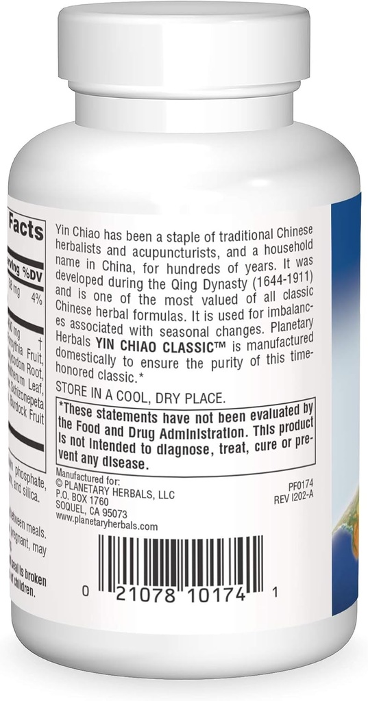 Planetary Herbals Yin Chiao Classic 450 mg Immune Formulas for Seasonal Support -120 Tablets 3