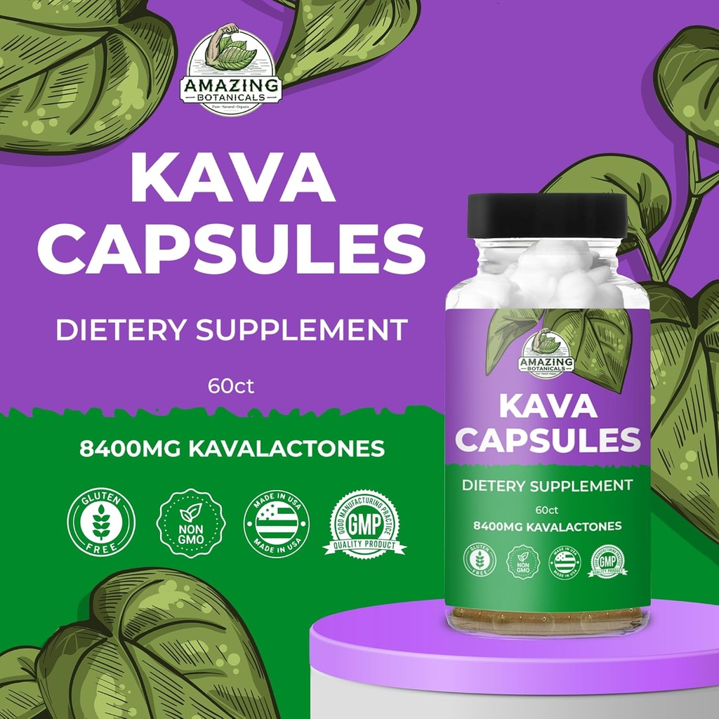Premium KAVA KAVA Capsules 1000mg Kava Root Extract per Serving for Deep Relaxation | Natural Tension Relief | 100% Noble Fijian Kava Root Powder, Non-GMO, Gluten Free - 60 Count 6
