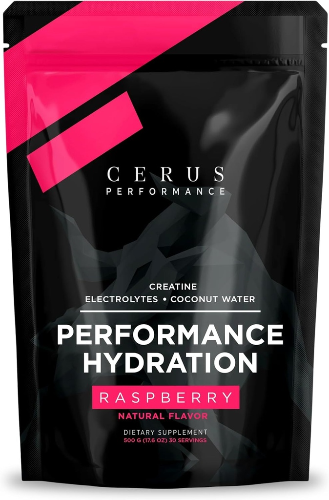 Cerus Performance - Performance Hydration Electrolyte Powder – Raspberry Flavor, 5g Creatine Monohydrate, 500mg Coconut Water Powder – Supports Endurance, Muscle Recovery & Keto 30 Servings 2