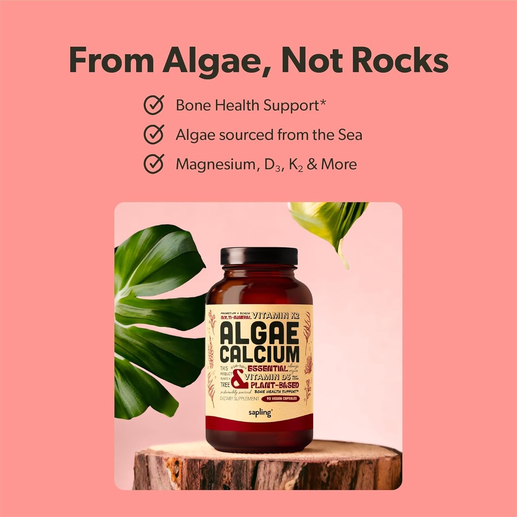 Algae Calcium & Vegan Omega 3 & Vitamin B Complex Bundle - Calcium Supplement from Red Algae, Plant Based DHA & EPA Fatty Acids, Essential B Vitamins 4