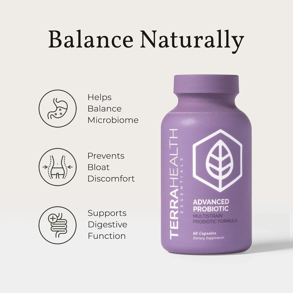 Terra Health Essentials Advanced Probiotics | 50 Billion CFU | Reduce Bloating & Gas, Immune Support | 30-Day Supply (60 Capsules) 5