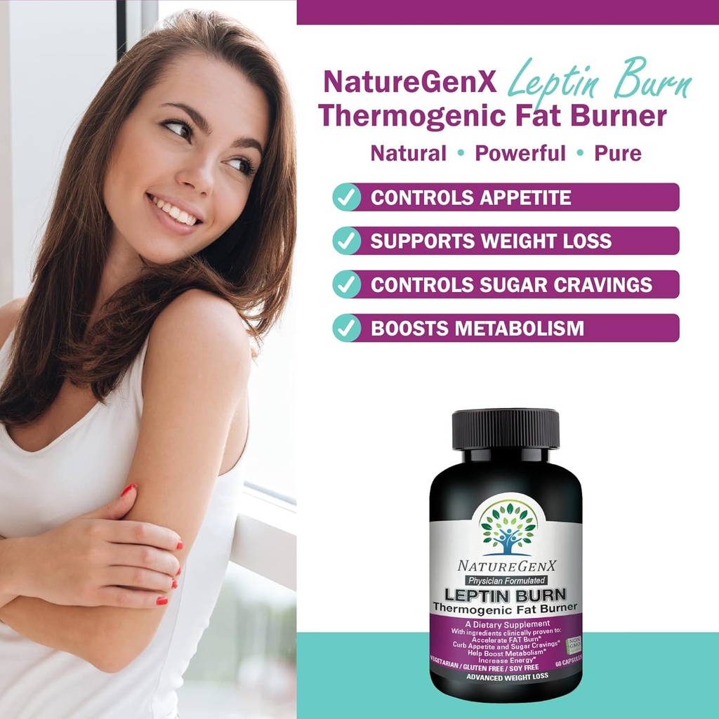 Leptin Burn - Thermogenic Fat Burner, Appetite Suppressant, Energy Booster & Metabolism Booster for Weight Loss - Diet Pills That Work Fast for Women & Men - 60 Slim Pills, Gluten Free 4