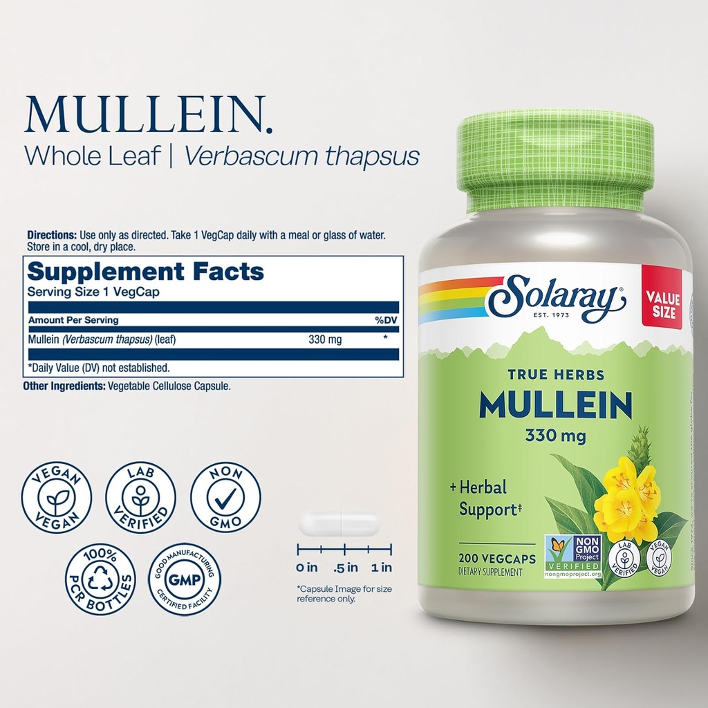 SOLARAY Oil of Oregano Softgels 150 mg and Mullein Leaf 330 mg - Wellness Support Bundle - Oregano Oil and Mullein Capsules for Overall Health Support - Vegan, 60-Day Guarantee, 120ct/180ct 4
