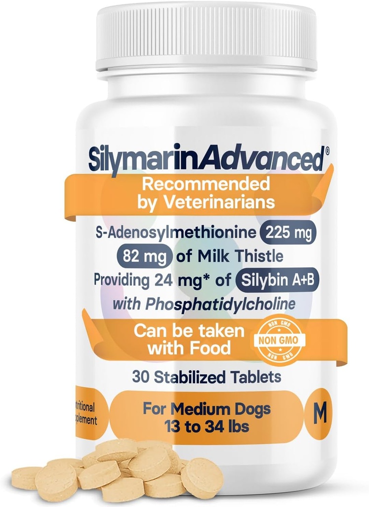 Liver Health Supplement for Medium Dogs - Milk Thistle for Dogs Liver Support with S-Adenosylmethionine (Same) & Silybin - 30 Tablets 2