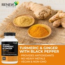 Renew Actives Turmeric Curcumin 1000MG & 200MG Ginger per 2 Capsules - Potent Antioxidant with Bioperine & Black Pepper Blend for Digestive & Liver Health - Made in Canada - 60 Capsules 5