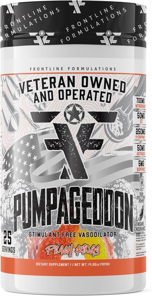 Pumpageddon, Non Stim Pre-Workout Powder, Explosive Workouts, Insane Endurance, Skin Splitting Pumps, Veteran Owned and Operated, Packaging May Vary (25 Servings, Peach Rings) 2