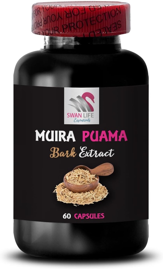 Natural Energy Boost - Muira PUAMA BARK Extract - Botanical Fuel Source, Natural Resilience Support, Active Lifestyle Support, Mindful Boost, Nature’s Power Surge, Active 1 Bottle 60 Capsules 3