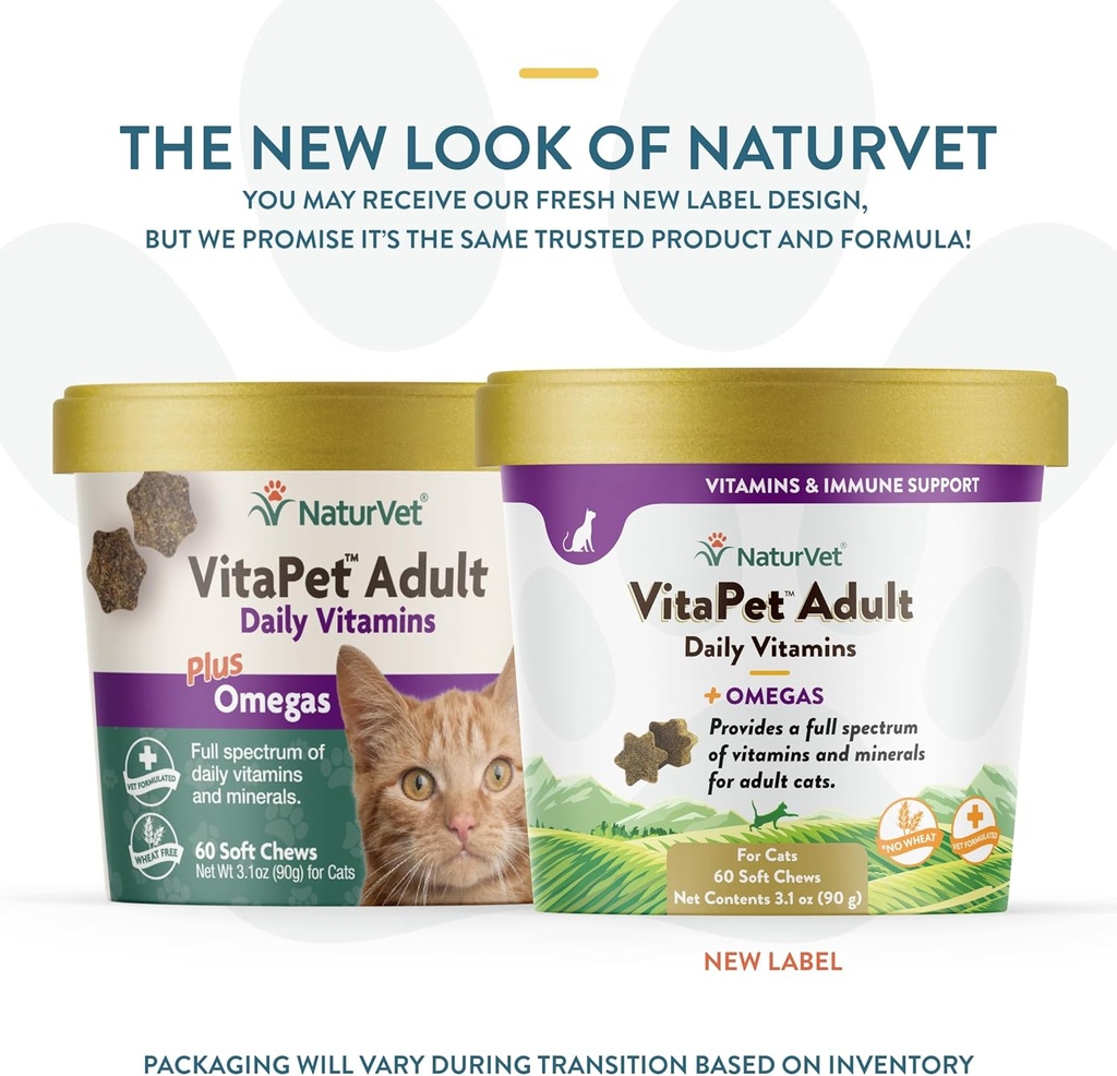 NaturVet VitaPet Adult Daily Vitamins Plus Omegas for Cats, 60 ct Soft Chews, Made in The USA with Globally Source Ingredients 3