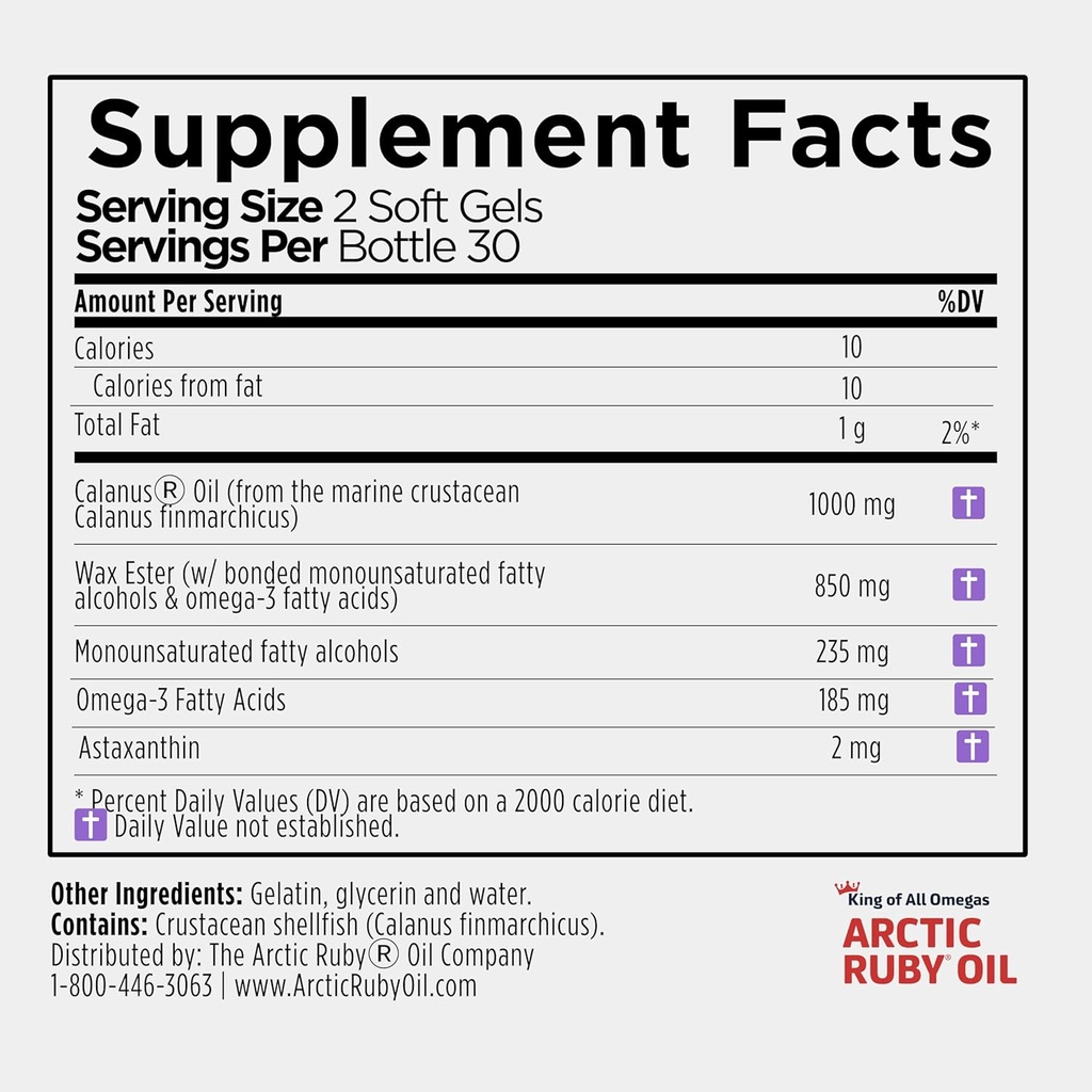 Arctic Ruby Oil - Omega 3 Supplement with Astaxanthin 2mg - Contains Essential Fatty Acids & Antioxidants - Supports Heart, Brain, Eye, Skin, Joint & Immune Health - 60 Softgels (3 Pack) 6