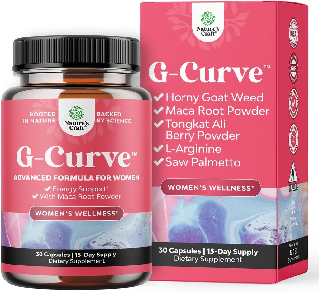 Natures Craft G Curve Horny Goat Weed for Women - Invigorating Feminine Blend with Maca Root Female and Tribulus Terrestris Enhanced Energy Mood Performance 2