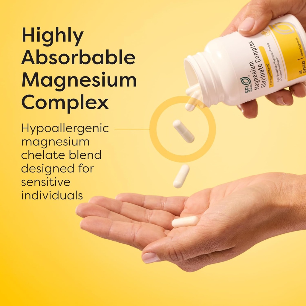 Klaire Labs SFI Health Magnesium Glycinate Complex - Chelated Magnesium Blend for Optimal Absorption - Supports Healthy Bones, Muscles & Energy Levels - Gentle on Digestion (100 Capsules, 2 Pack) 4