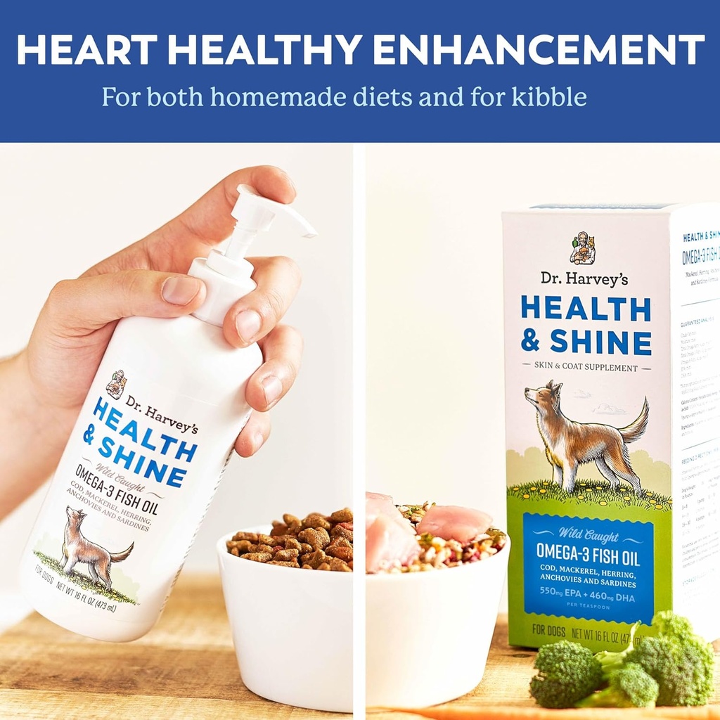 Dr. Harvey’s Health & Shine Omega 3 Fish Oil for Dogs from Wild Caught Cod, Mackerel, Herring, Anchovies and Sardines - Supports Beautiful Fur, Strong Joints and Itchy Allergy Relief (16 fl. oz.) 6
