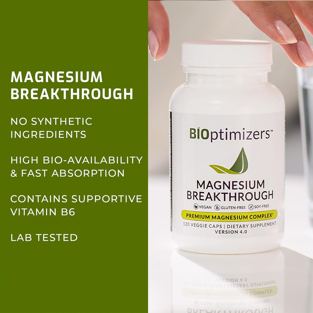BiOptimizers Magnesium Breakthrough 4.0, (60 Capsules) & Cycle Care, (90 Capsules) - Natural Sleep, Brain, and Menstrual Relief Support Supplement Bundle 3
