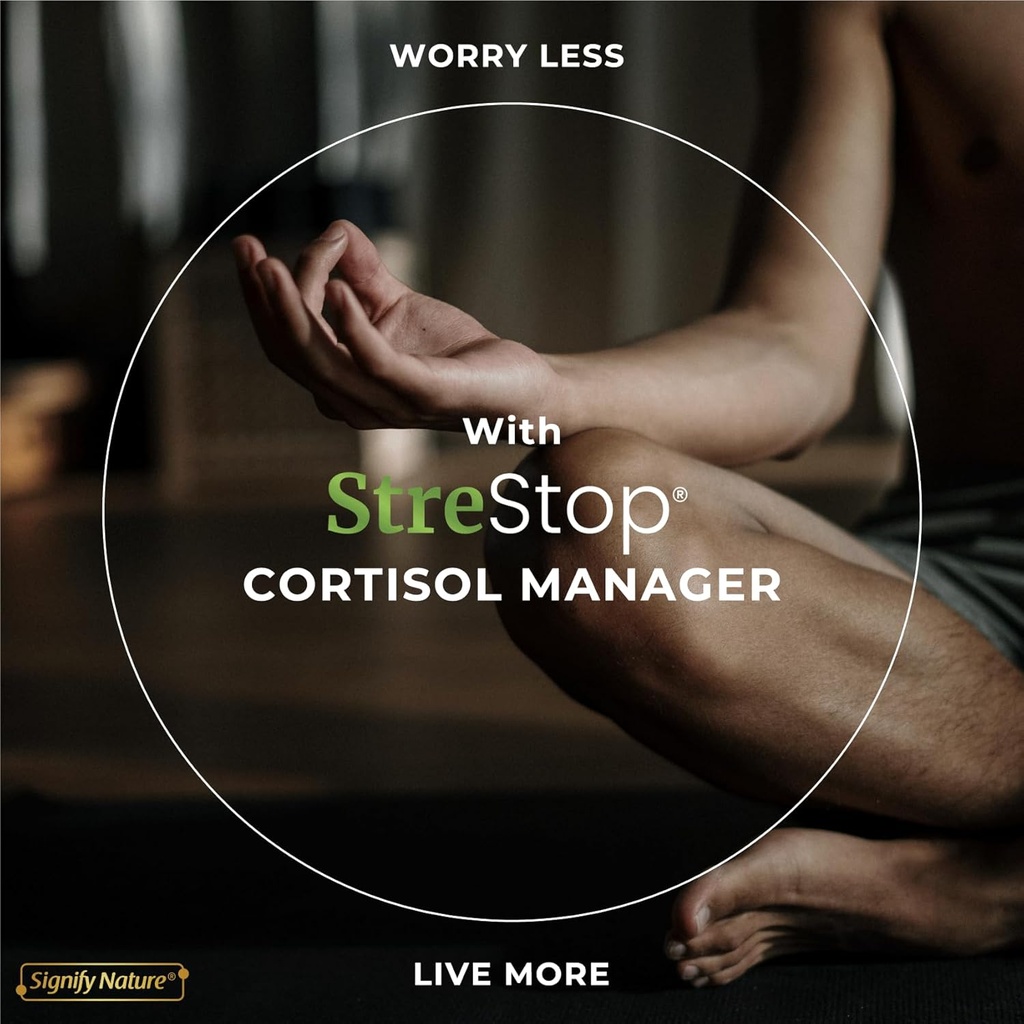 SIGNIFY NATURE StreStop – cortisol Manager – Adrenal Fatigue Supplements – cortisol Health – Adrenal Cortex – Lemon Balm – Adrenal Restore - Serotonin Booster 4