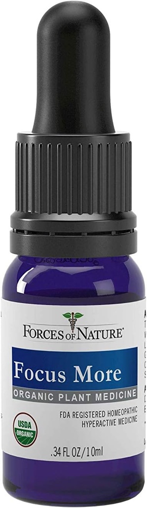 Forces of Nature Organic, Natural Focus More Brain Health Support with Dandelion & Wild Lettuce, Sublingual Tincture Helps Support Memory, Concentration, Non-GMO, 0.34 Fl Oz 3