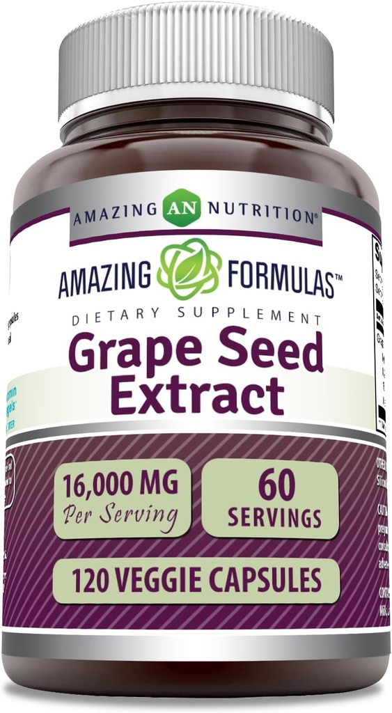 Amazing Formulas Grape Seed 800 Mg Extract (20:1) | 16000 Mg Equivalent | Veggie Capsules | Non-GMO | Gluten-Free | Made in USA (240 Count) 2
