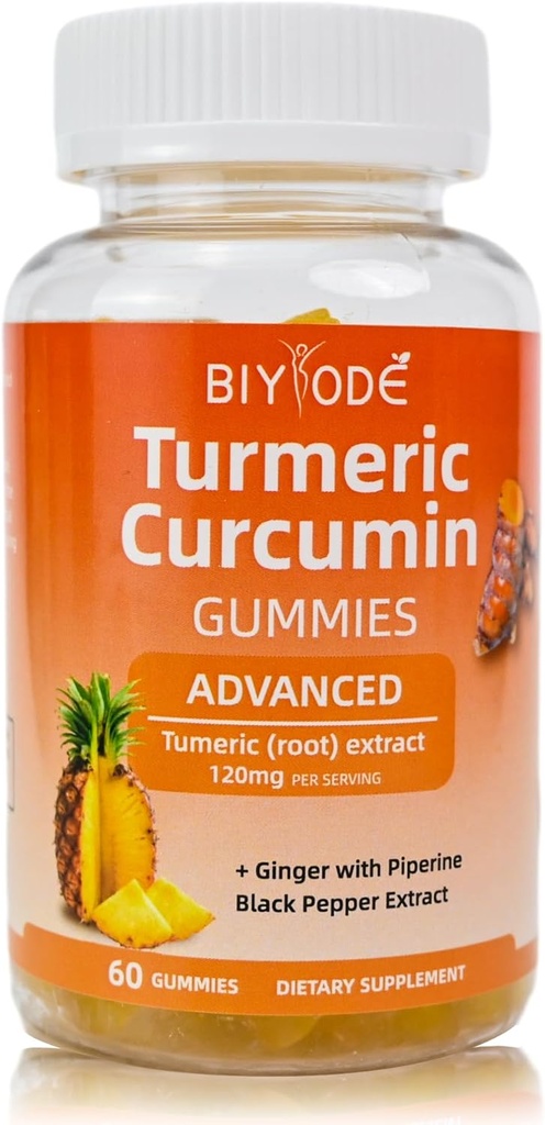 Curcumin Gummies Turmeric Supplement for Joint Support Natural Pineapple Flavor Sugar Free Digestion Cognitive Function and Immune Health for Enhanced Athletic Performance, 60 Count Gummies 2