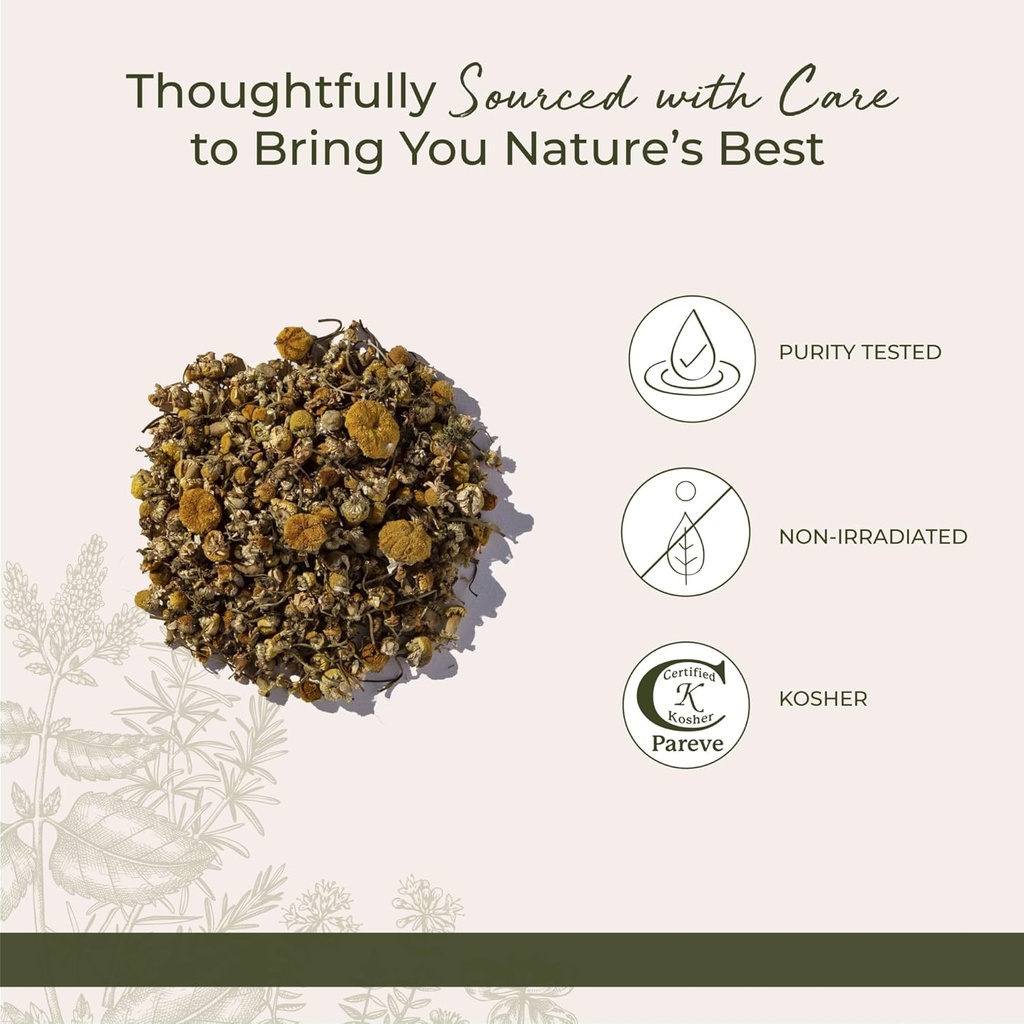 Starwest Botanicals Organic Chamomile Flowers Whole - Dried Loose Leaf Herb for Tea, Herbal Lotions, & Baking, Sourced from Egypt, Certified Kosher, Non-GMO - Bulk 1 lb Bag 5