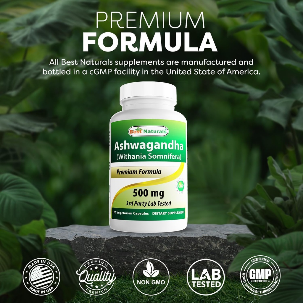 Best Naturals Ashwagandha Extract 500 Mg 120 Capsules (Pack of 2) 6