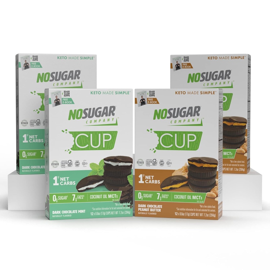 No Sugar Keto Cups, Dark Chocolate Fudge Brownie, 60 Cups - Diabetic safe treat, Low Net Carb (1g), Sugar Free (0g) Keto Fat Bomb Snacks with 7g Healthy Fat - Gluten Free, All Natural, Non-GMO 6