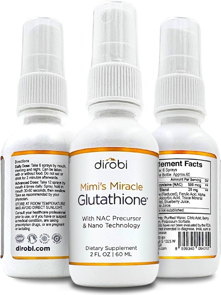 Mimi's Miracle Glutathione Spray, Sublingual Antioxidant, Reduced Glutathione Supplement with Ascorbic Acid, Blueberry & Pomegranate Extracts, Spray Dosage for Adults & Kids, 2 Ounces 2