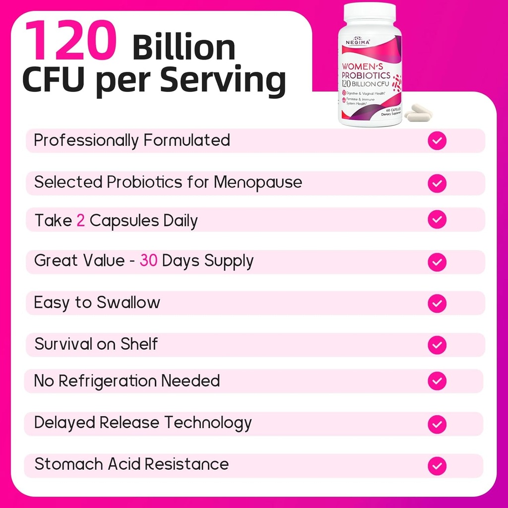 Menopause Supplements for Women, 120 Billion CFUs Probiotics for Women, 13-in-1 Herbs & Botanicals Complex, for Hormone Menopause, Hot Flashes, Night Sweats, Mood Swings, Sleep Disturbances - 240 Caps 6