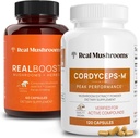 Real Mushrooms RealBoost (60ct) and Cordyceps (120ct) Capsules Bundle - Mushroom Supplement for Energy, Vitality & Endurance - Energy Vitamins w/Ginseng, Guayusa - Vegan, Non-GMO 2