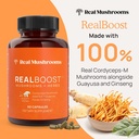 Real Mushrooms RealBoost (60ct) and Cordyceps (120ct) Capsules Bundle - Mushroom Supplement for Energy, Vitality & Endurance - Energy Vitamins w/Ginseng, Guayusa - Vegan, Non-GMO 3