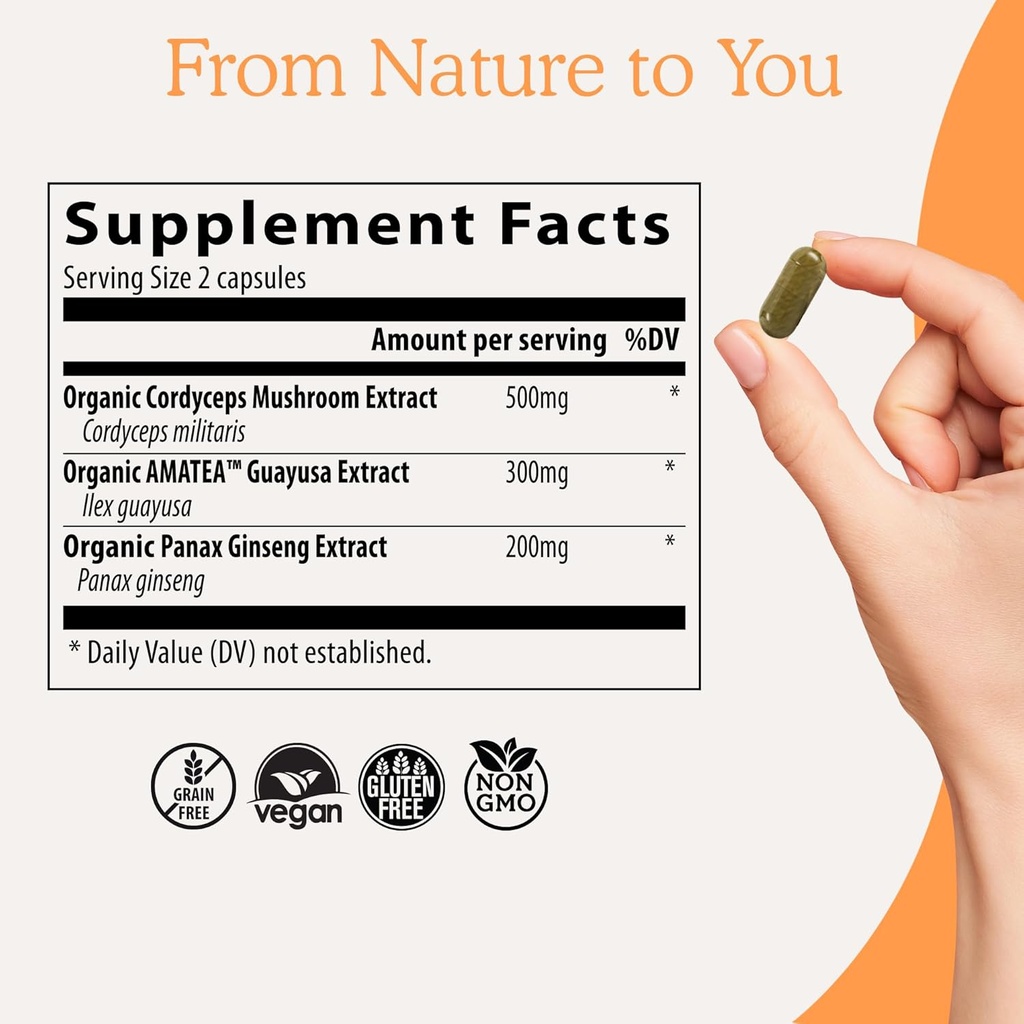 Real Mushrooms RealBoost (60ct) and Cordyceps (120ct) Capsules Bundle - Mushroom Supplement for Energy, Vitality & Endurance - Energy Vitamins w/Ginseng, Guayusa - Vegan, Non-GMO 4