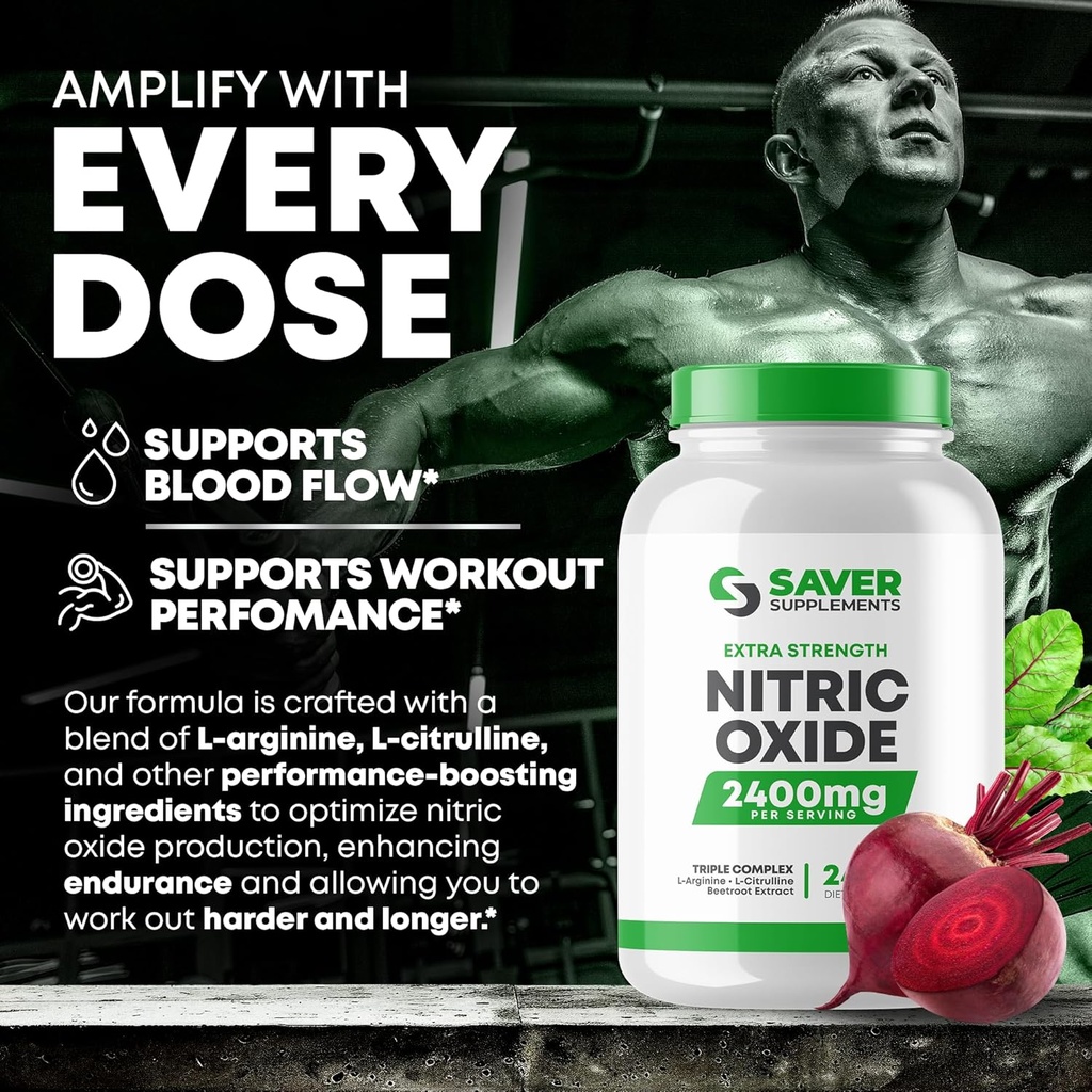 Nitric Oxide Supplement 2400mg with L-Arginine, L-Citrulline and Beet Root Extract, 240 Capsules 4