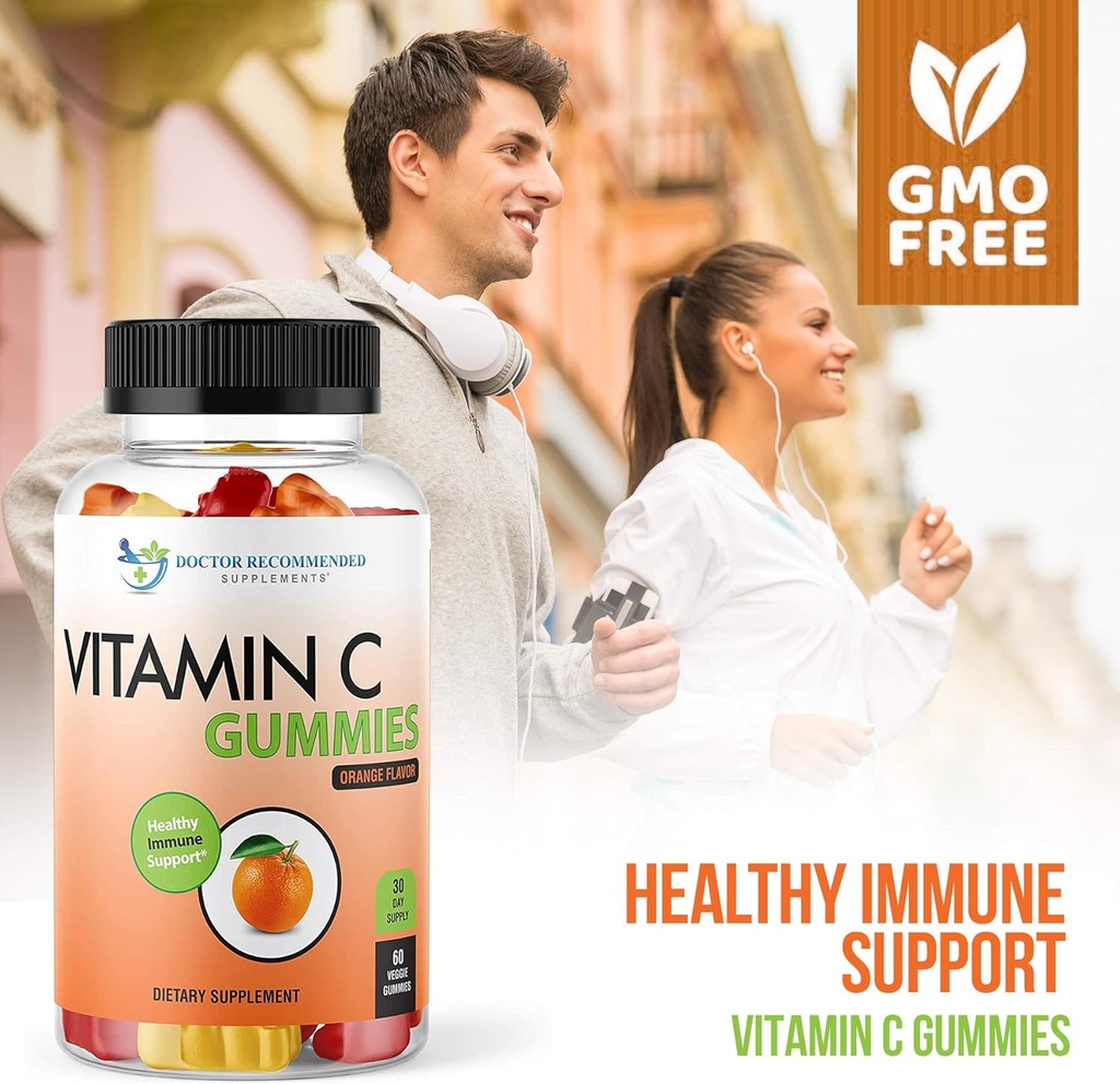 Vitamin C Gummies for Adults and Kids - 80mg Vit C Per Serving as Ascorbic Acid - Pectin Based Gummy Immune Support with No High Fructose Corn Syrup, Gluten or Artificial Sweeteners - 60 Gummies 4