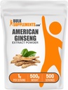 BulkSupplements.com American Ginseng Extract Powder - Ginseng Supplement, Herbal Supplements - Gluten Free, 1g per Serving, 500g (1.1 lbs) (Pack of 1) 2