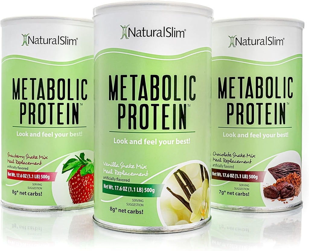 NaturalSlim Variety Treats – All Flavors of Metabolic Whey Protein Powder (Chocolate, Vanilla & Strawberry) - Low Carb Meal Replacement, Smoothie Mix, Protein Shake | Formulated by Frank Suarez 2