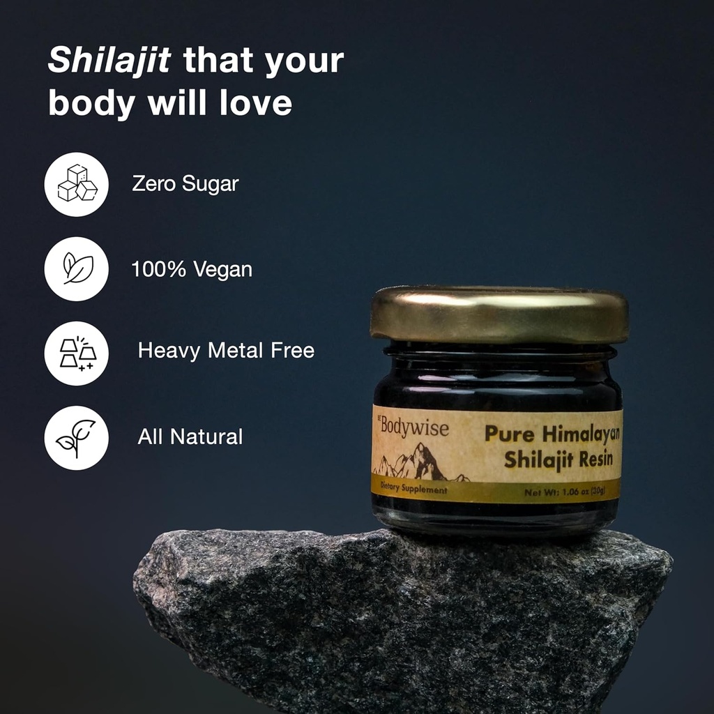 Be Bodywise Pure Himalayan Organic Shilajit Resin - Pack of 2 I Lab Tested I 100% Authentic & Natural I 75%+ Fulvic Acid & 85+ Trace Minerals | Heavy Metal Free I for Men & Women I 600 mg I 60 gm. 5