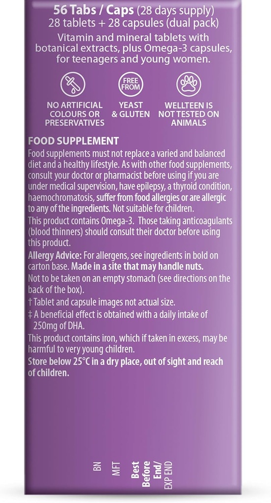 Vitabiotics Wellteen Her Plus Omega-3 - Advanced Nutritional Support for Teenagers and Young Women Ages 13-19 - 56 Tablets and Capsules 5