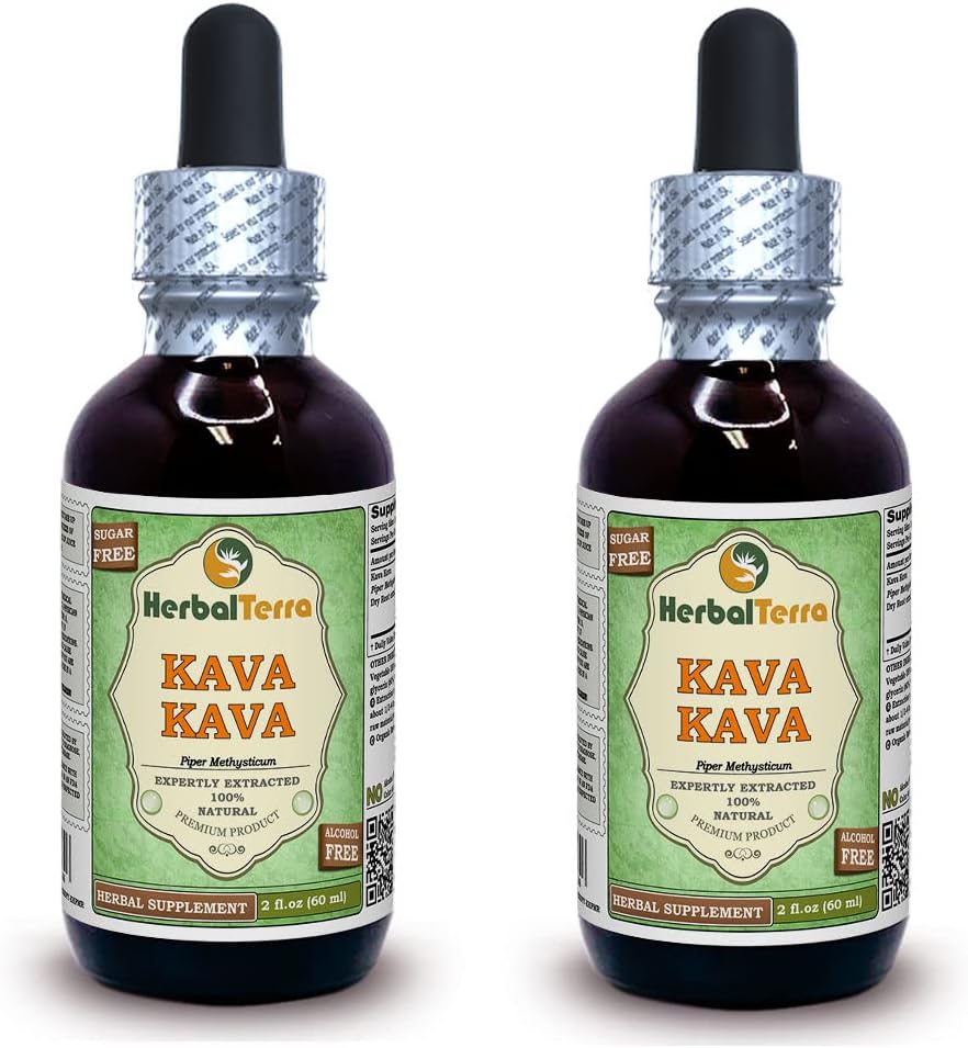 Kava Kava (Piper Methysticum) Glycerite, Dried Root Alcohol-Free Liquid Extract (Brand Name: HerbalTerra, Proudly Made in USA) 20x4 fl.oz (20x120 ml) 4