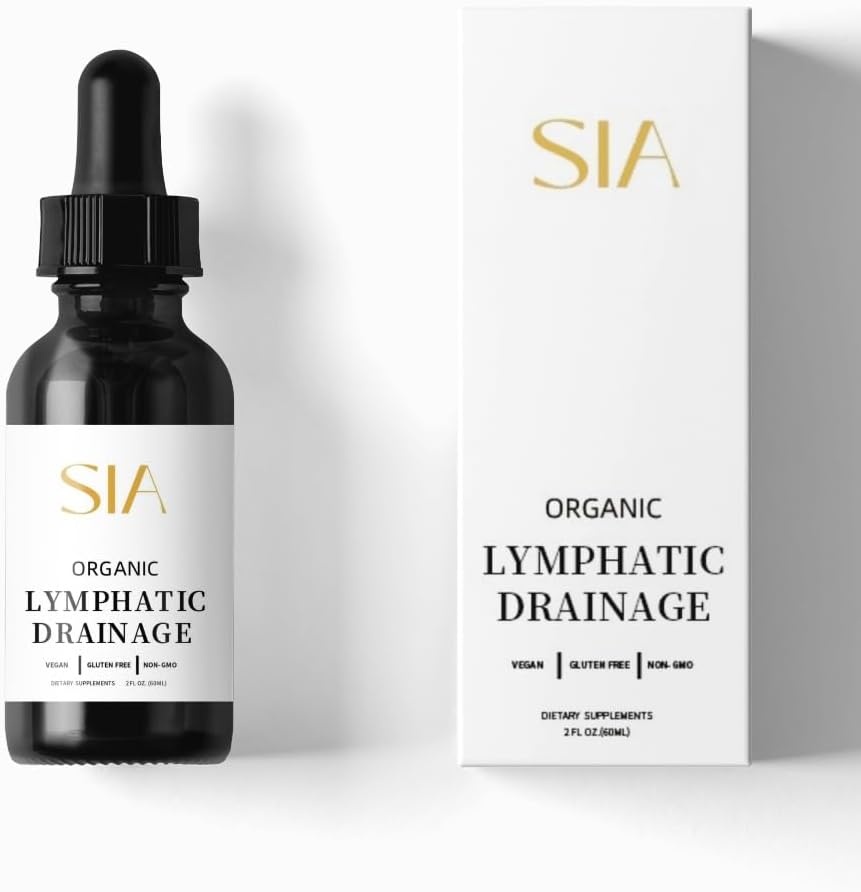 新的高级草药公式 SIA 有机淋巴水滴补充 2 Fl. Oz - 免疫支持, Lymphatic Detox & Cleanse | Non-GMO | Vegan |