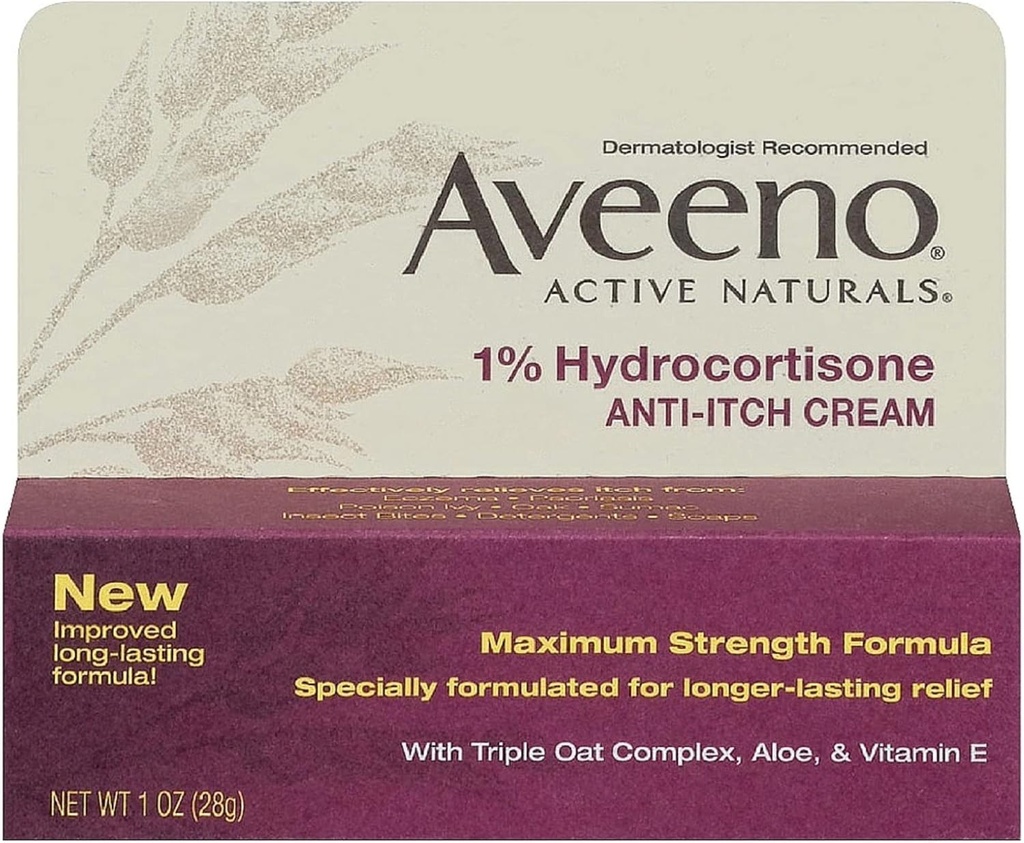 Aveeno 最大强度 1% Hydrocortisone 抗石膏, 1 Oz, (24包)