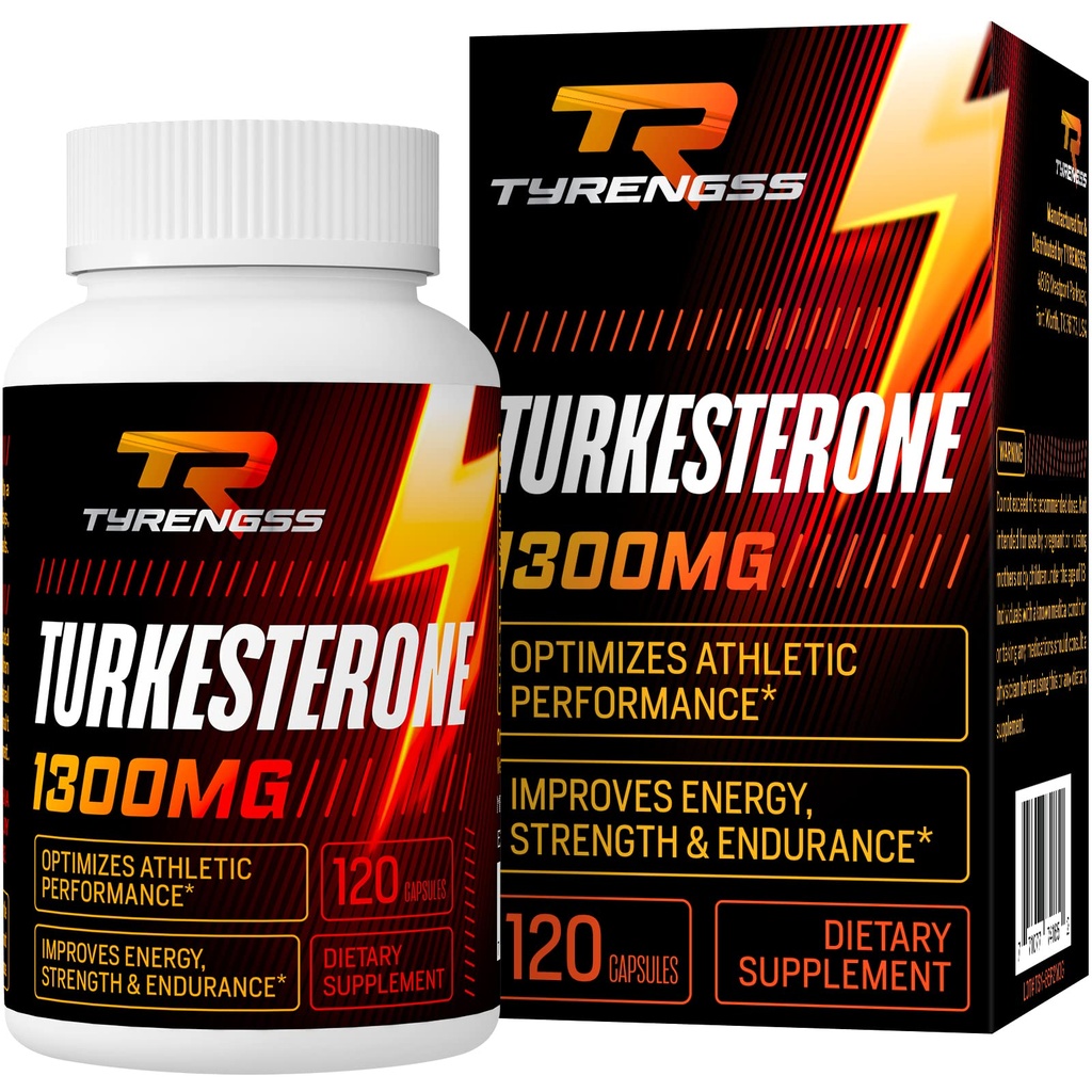 Testosterone 推进器,Turkesterone Supplement 1300mg Ultra 高强度(Ajuga Turkestanica 提取 Std.至20% Testosterone),用于Athletic Performance & Muscle Mass,120 Capsules